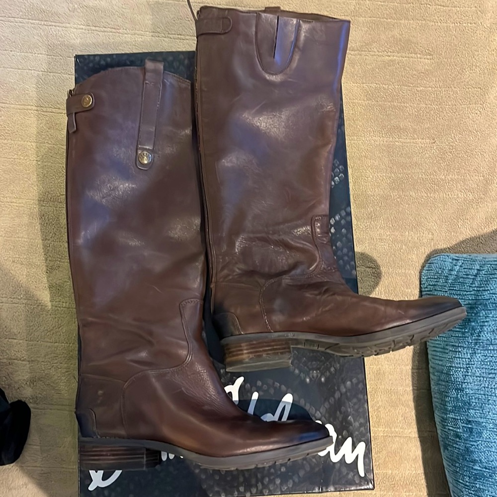 Sam Edelman dark brown leather size 8 tall boot.